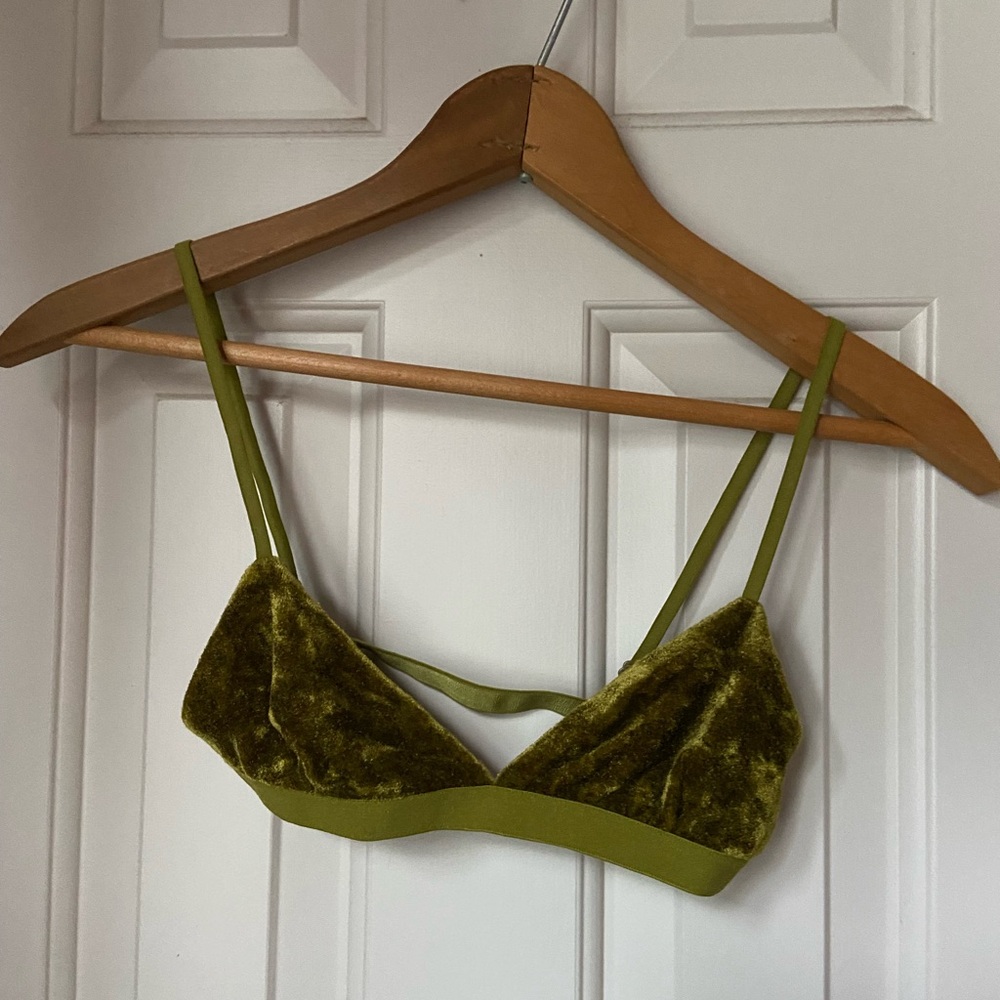 Baserange Mississippi Bralette in olive green velour